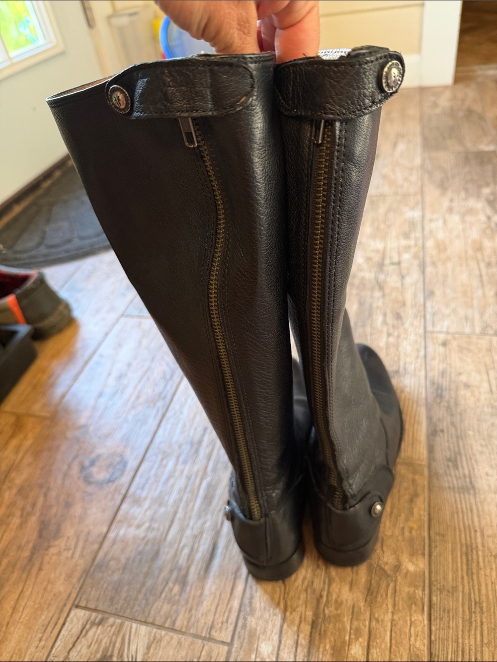 Frye Melissa Tall Leather Boots Black Back Zip 6.5 - Picture 4 of 7